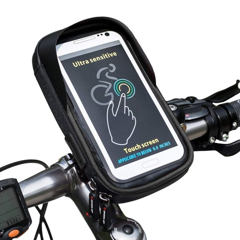 Suport de bicicleta Vivimall Wheel UP pentru telefoane cu ecran tactil =< 6.0 inch-impermeabil, negru - vivimall.ro