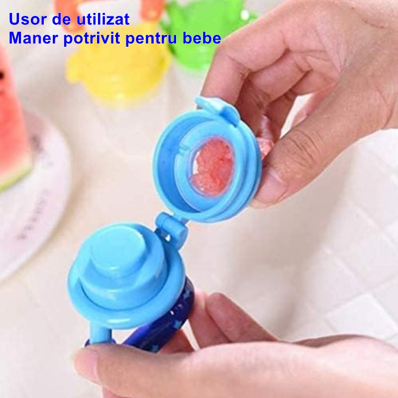 Suzeta pentru diversificarea alimentatiei/dentitie Vivimall, potrivit pentru fructe si piure proaspat, Albastru, fara BPA - vivimall.ro