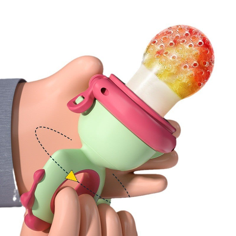 Suzeta pentru Fructe, Vivimall, pentru Bebelusi, din Silicon Alimentar, +4 Luni, 2 mm Grosime Gauri Tetina, 12.4 x 5.1 x 4.7 cm, Verde/Fucsia - vivimall.ro