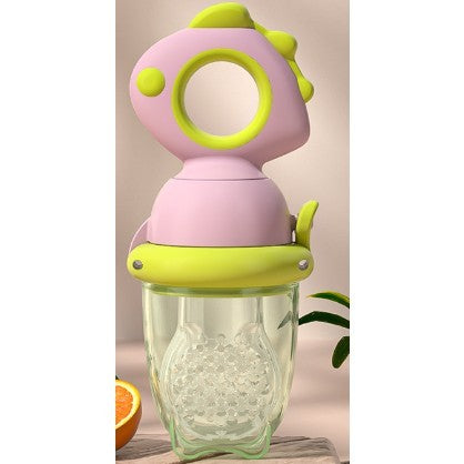 Suzeta pentru Fructe, Vivimall, pentru Bebelusi, din Silicon Alimentar, +4 Luni, 2 mm Grosime Gauri Tetina, 12.4 x 5.1 x 4.7 cm, Roz/Verde - vivimall.ro