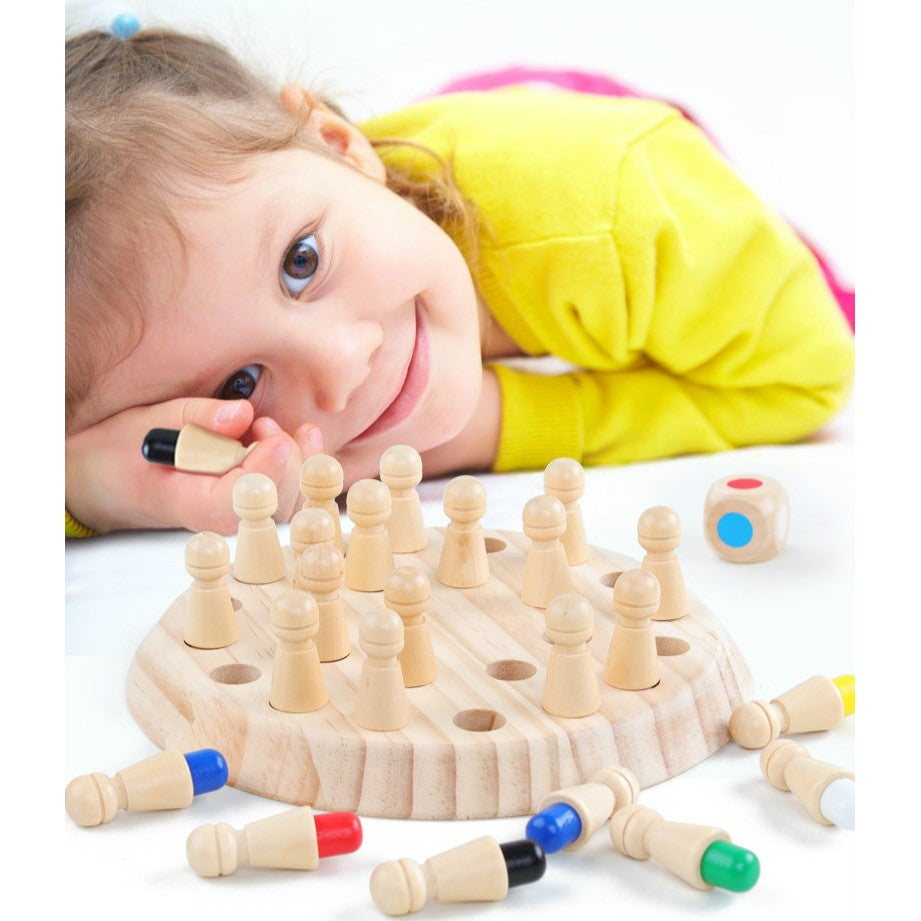 Joc de Memorie, Vivimall, pentru Toata Familia, din Lemn, Diametru Tabla de Joc 16 cm, Interactiva, +4 Ani, 6 Culori, Multicolor - vivimall.ro