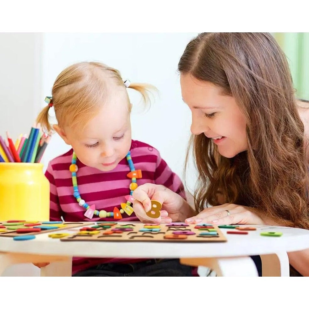 Дървена дъска Монтесори, с числа за ранно образование, 25 дървени части, +18 месеца, боя на водна основа