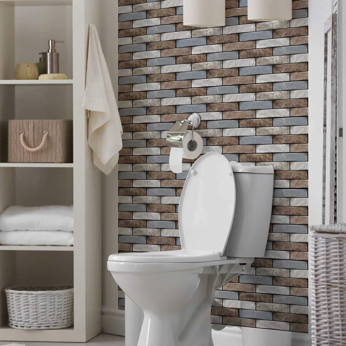 10 x Placi Tapet Autocolant 3D cu Imitatie de Marmura, pentru Perete Bucatarie Sufragerie, Usor de Curatat, Rezistent la Apa, Autoadeziv, 30x30 cm, Gri Maro Bej - vivimall.ro