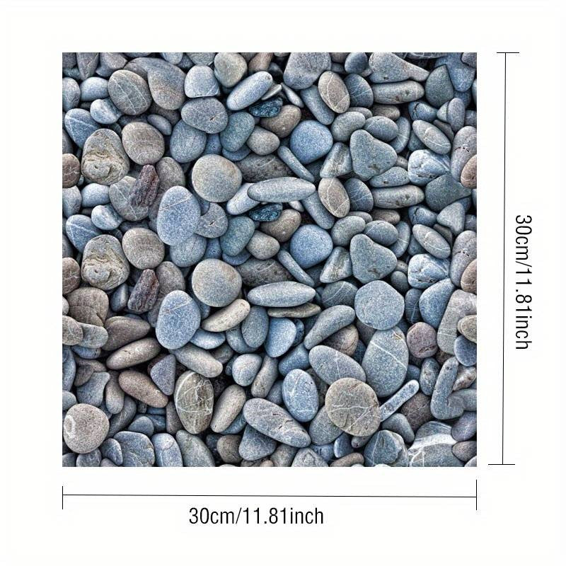 Set 10 x Placi Tapet Autocolant 3D cu Imitatie de Pietre Mici, pentru Perete Bucatarie Sufragerie, Usor de Curatat, Rezistent la Apa, Autoadeziv, 30x30 cm, Gri - vivimall.ro