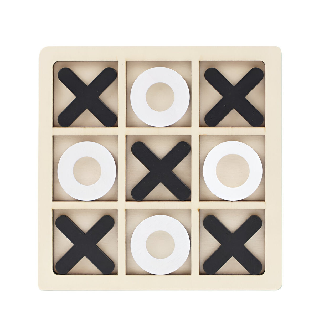 Jucarie Montessori Tic Tac Toe, Vivimall, Educativa, Interactiva, din lemn, X si O, 9 Piese, 14.3x14.3 cm, Negru Alb - vivimall.ro