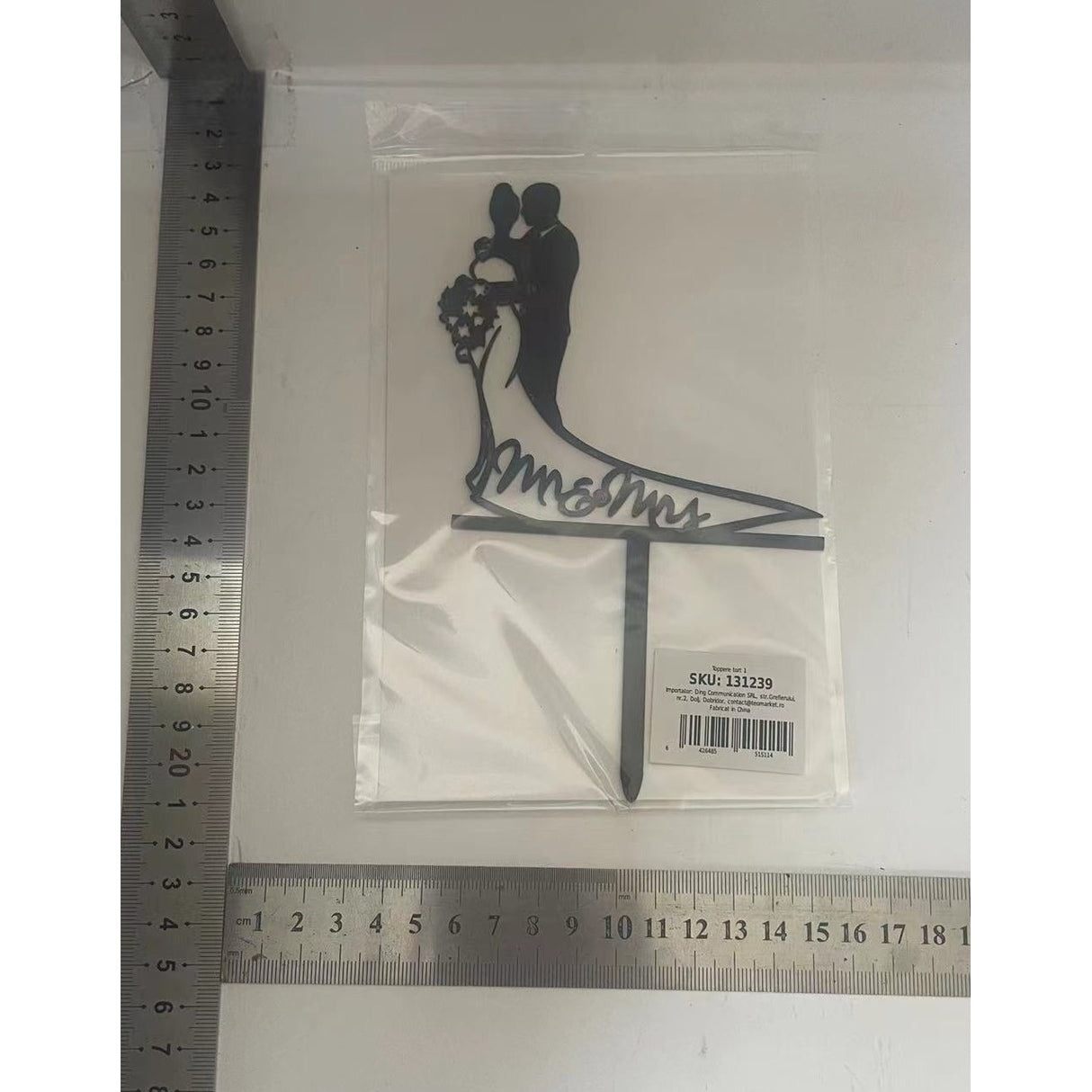 Topper Tort, Vivimall, Model 1 Mr&Mrs, 17.5 x 11 cm, Negru - vivimall.ro