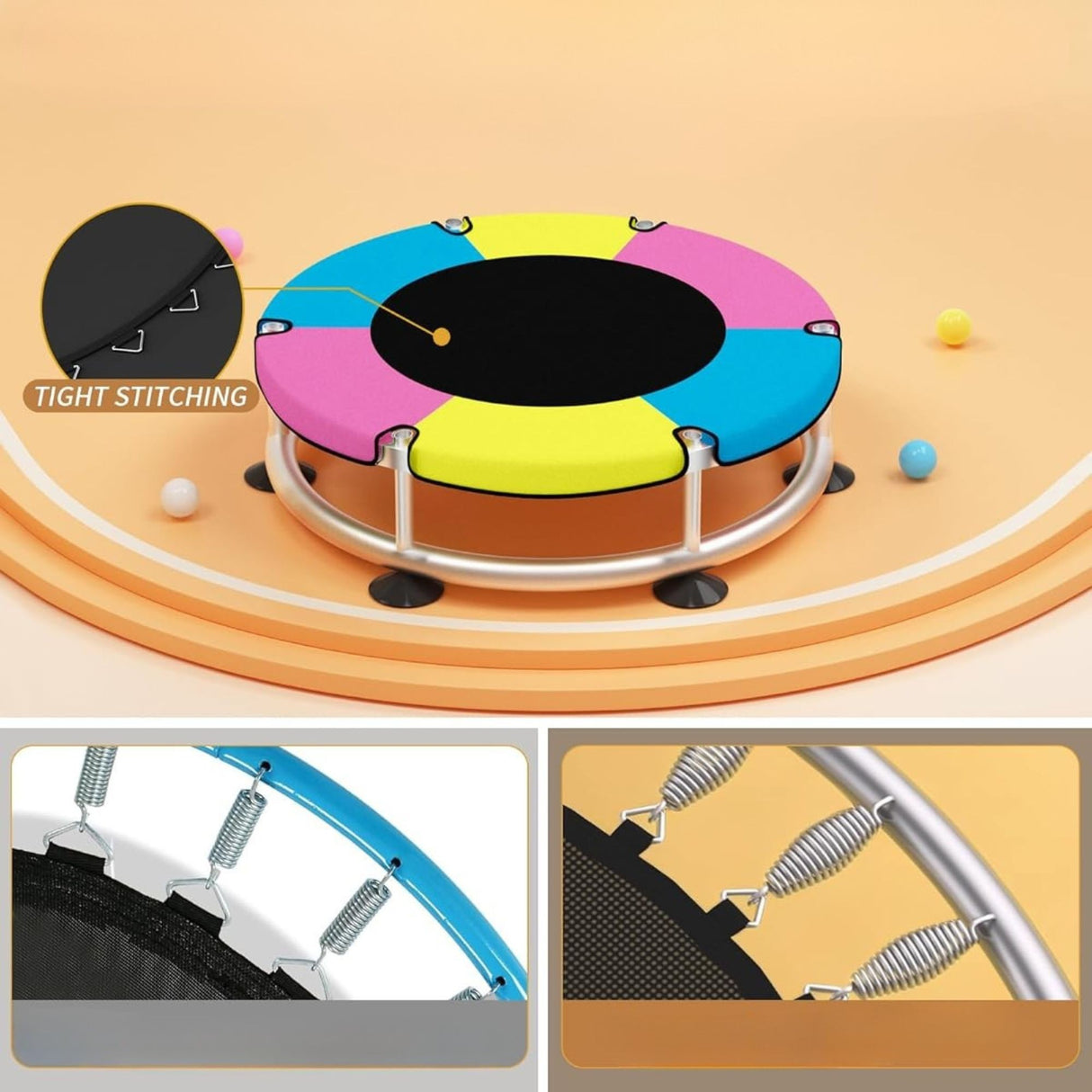Trambulina pentru Copii, Flippy, pentru Gradina si Interior, cu Plasa de Siguranta si Fermoar, Sustinere din Otel Galvanizat, Bara de Gimnastica Reglabila, Sac de Box, Capacitate 200 kg, 140 cm, 3+ ani, Multicolor - vivimall.ro