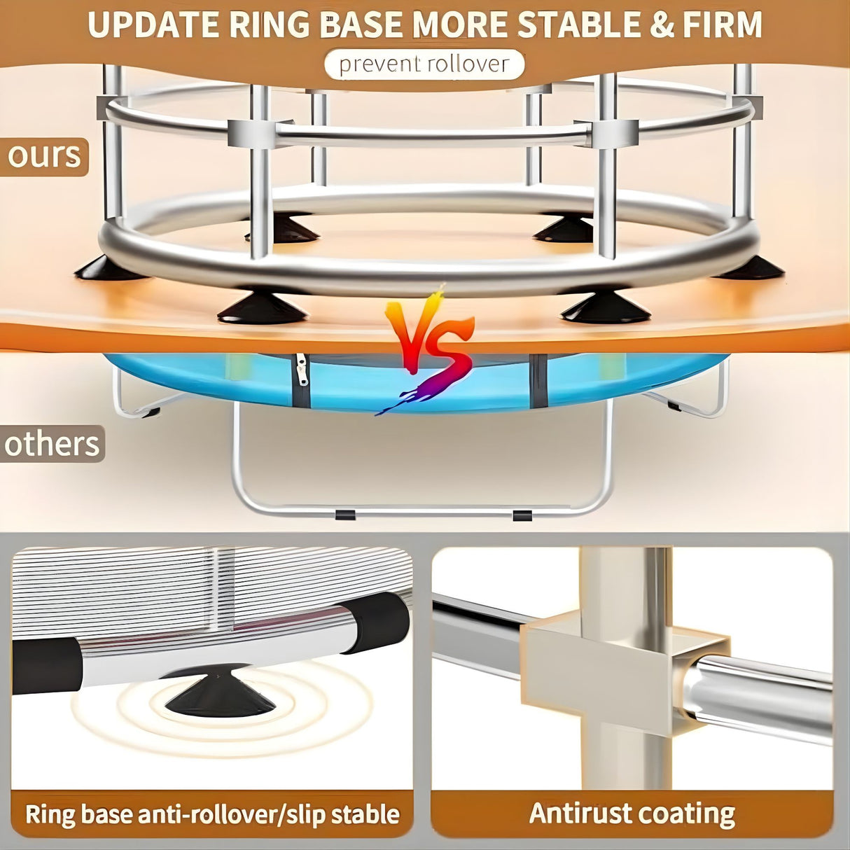 Trambulina pentru Copii, Flippy, pentru Gradina si Interior, cu Plasa de Siguranta si Fermoar, Sustinere din Otel Galvanizat, Bara de Gimnastica Reglabila, Sac de Box, Capacitate 200 kg, 140 cm, 3+ ani, Multicolor - vivimall.ro