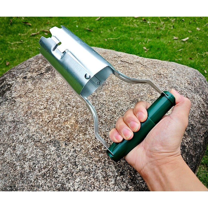 Transplantator Agricol Cilindric, Vivimall, din Otel si Plastic, 6 cm Diametru, cu Maner Flexibil, 23 x 6 x 13 cm, Verde - vivimall.ro