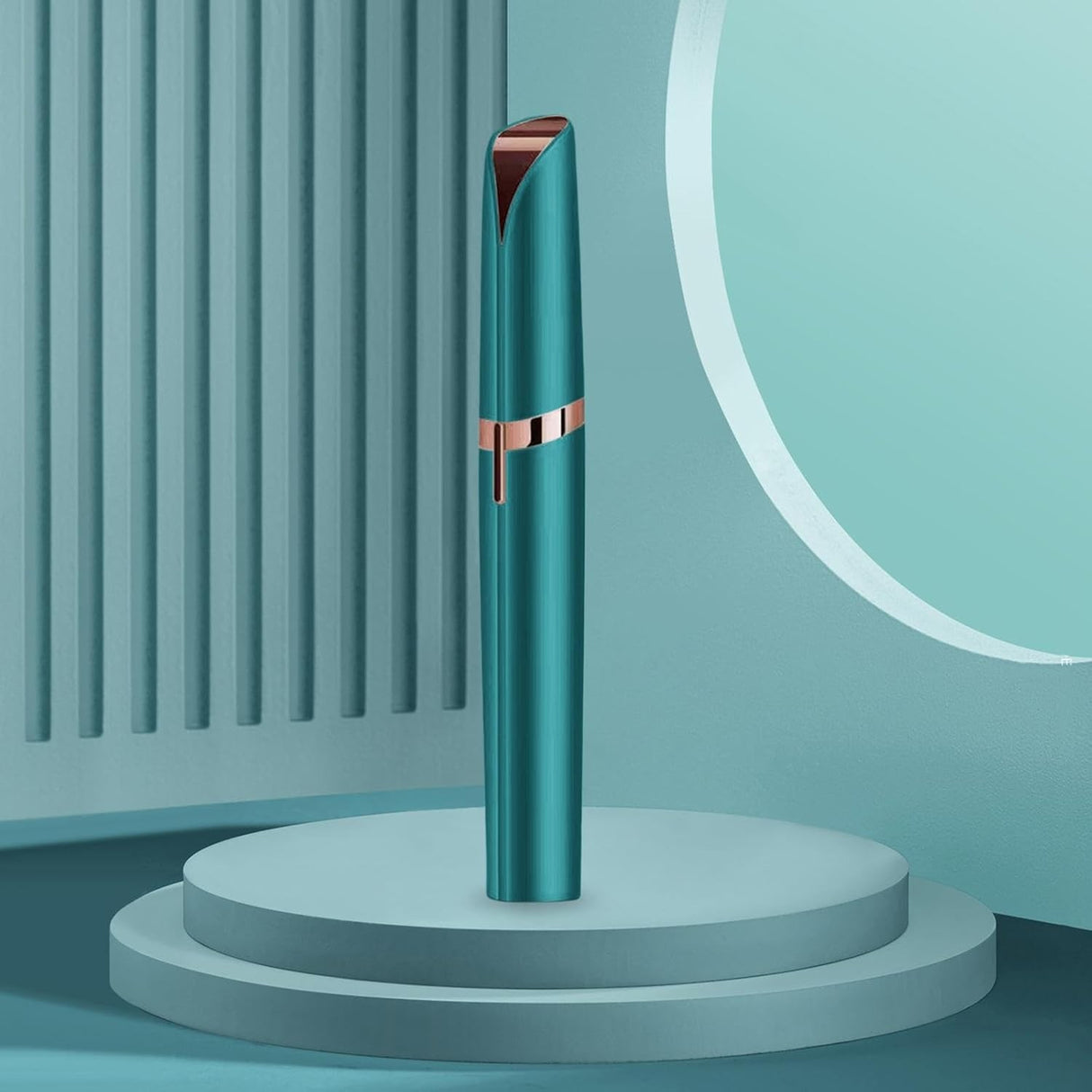 Trimmer Facial, Vivimall, pentru Sprancene, Incarcare USB, 1.5 x 13 cm, din ABS, Verde - vivimall.ro