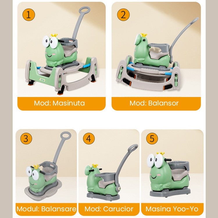 Masinuta Balansor Multifunctionala pentru Copii, Vivimall, Model Cal Scooter de tip Masinuta Balansor, Varsta 1-3 ani, 93 x 80 x 58 cm, cu Maner, Verde - vivimall.ro