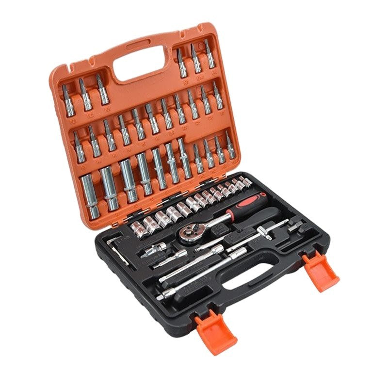 Trusa Chei Tubulare, Set 53 de Piese, Flippy, Surubelnita, Clichet, Tubulare, Imbus, Prelungitor, 27 x 20 x 5.5 cm, 1.5 kg, Cutie Rosu - vivimall.ro
