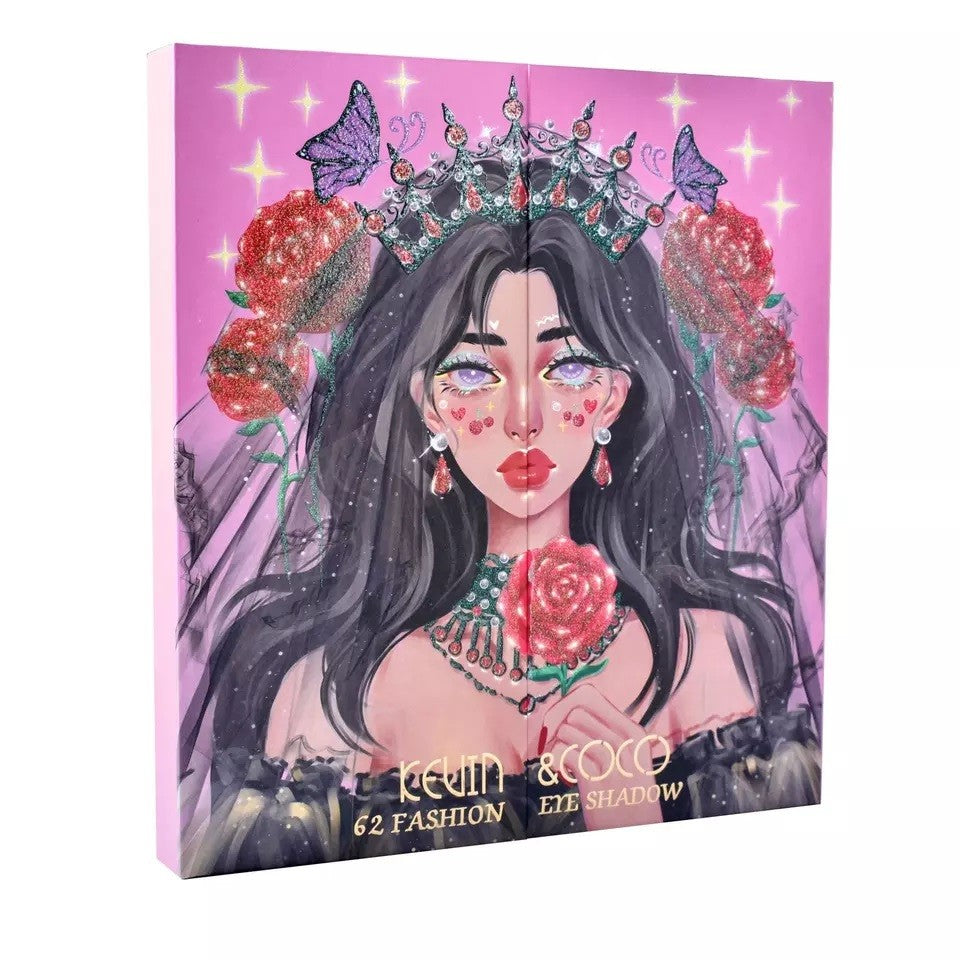 Комплект грим, палитра сенки за очи Kevin&Coco с 62 пигментирани и перлени цвята