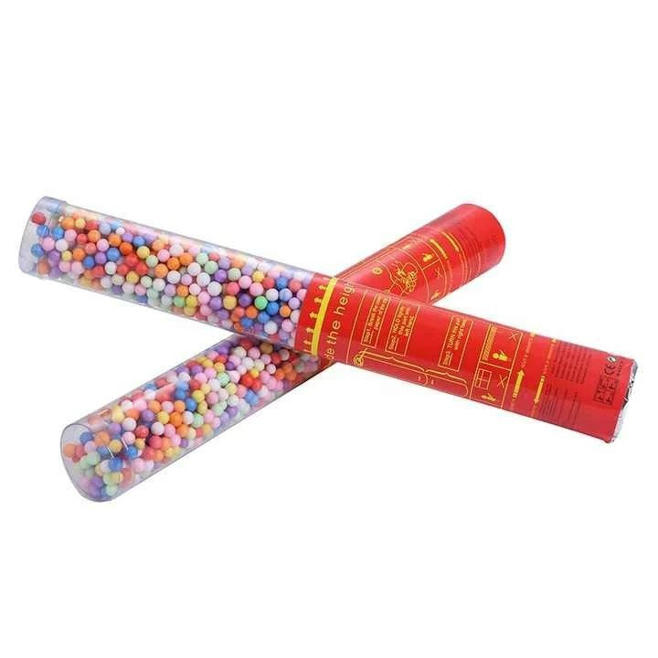 Tun de Confetti, 30 cm. Vivimall, Model Bilute, Confetti din Polistiren, Ambalaj de Plastic, Multicolor - vivimall.ro