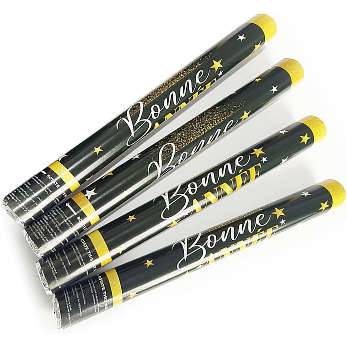 Tub de Confetti, Vivimall, Bonne Annee, 60x5 cm, Confetii Stelute din Aluminiu, Auriu/Argintiu - vivimall.ro