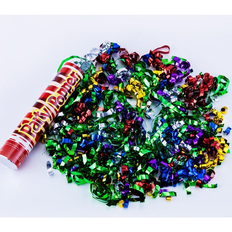 Tub de Confetti, Vivimall, Party Popper, 20x5 cm, Confetii Panglici din Plastic, Multicolor - vivimall.ro