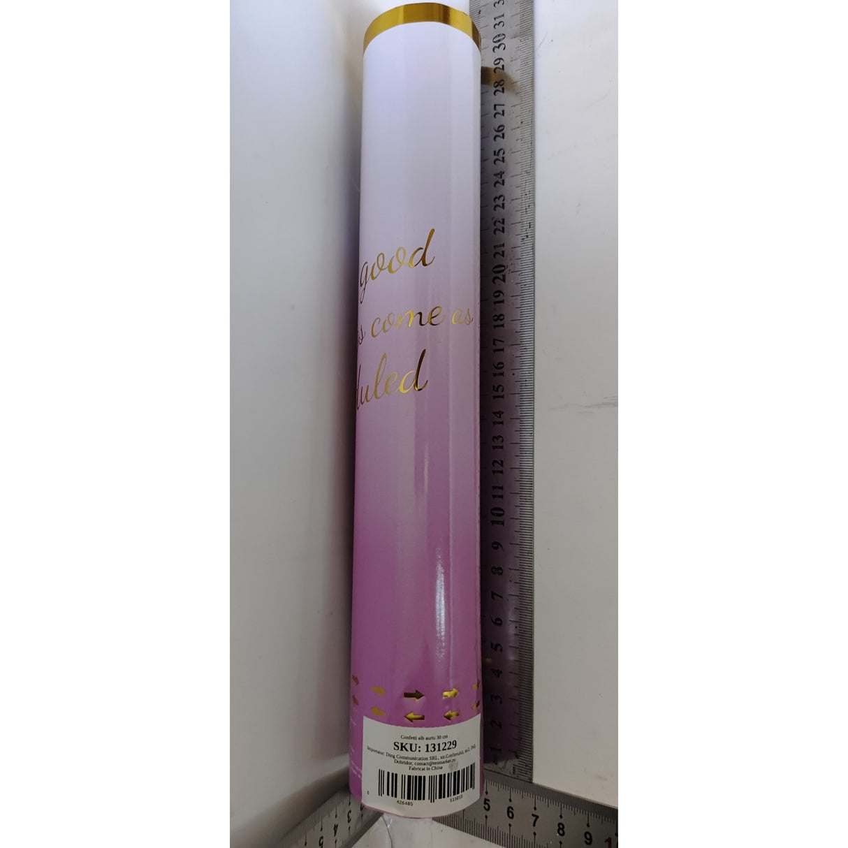 Tun Confetti Petrecere, Vivimall, Lungime 30 cm, Alb/Auriu - vivimall.ro