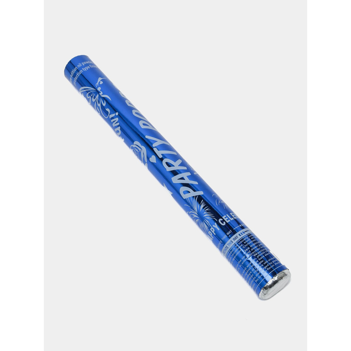 Tub de Confetti, Vivimall, Party Popper, 30x5 cm, Confetii Lucioase Rezistente la Foc, Eliberare prin Rasucire, Albastru - vivimall.ro