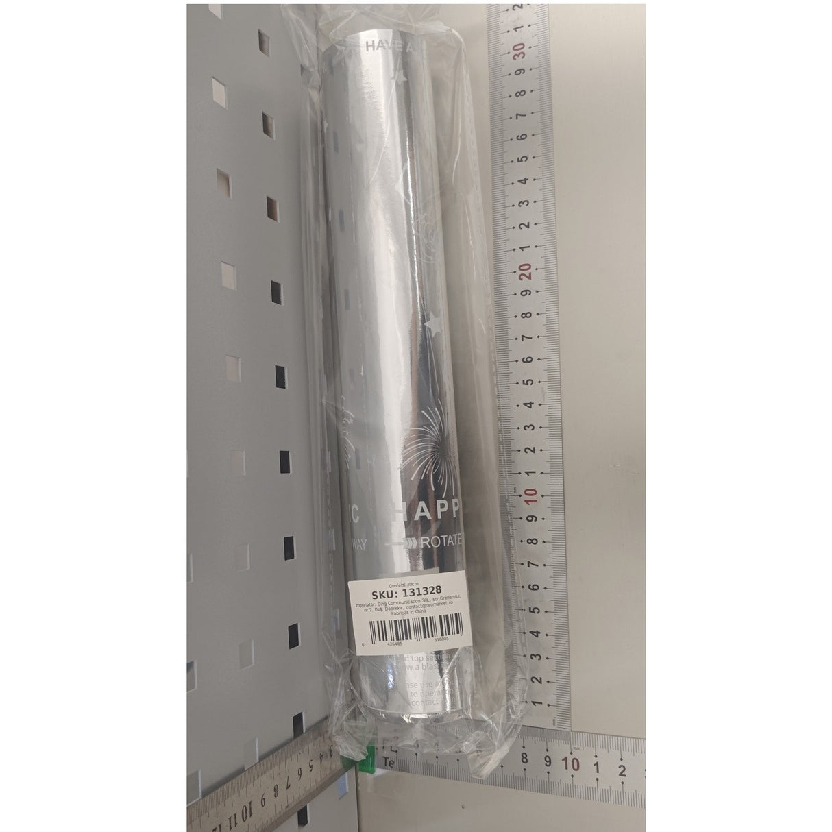 Tun Confetti Petrecere, Vivimall, Lungime 30 cm, Argintiu - vivimall.ro