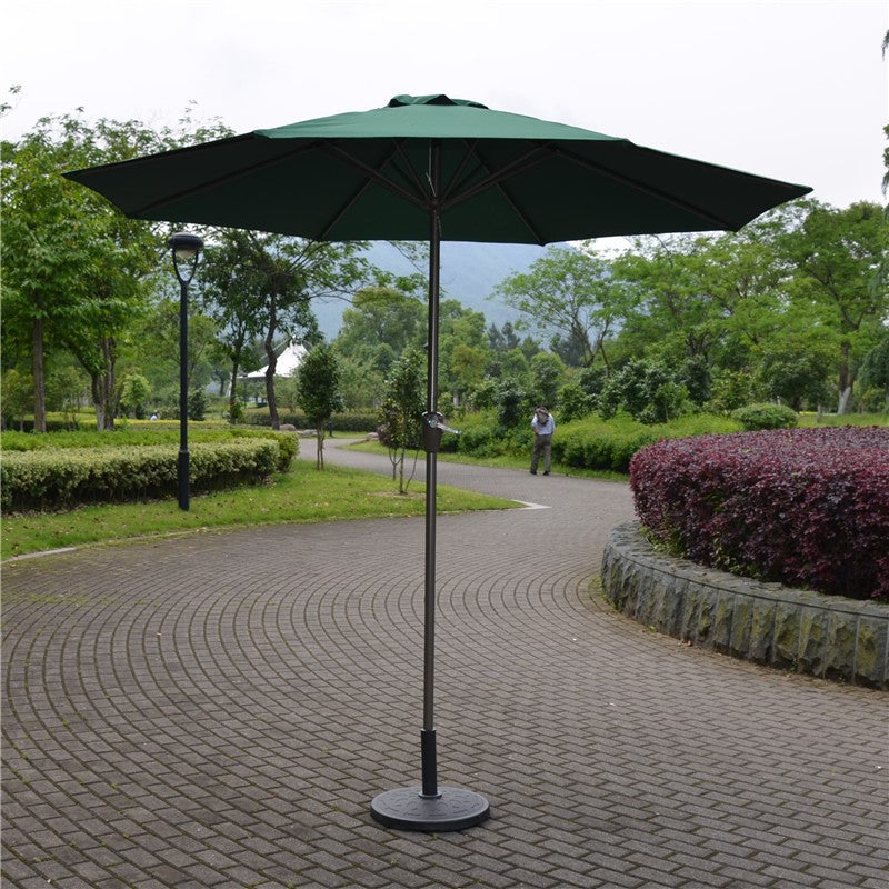 Umbrela Rotunda de Soare pentru Terasa sau Gradina, Vivimall, Diametru 2.70 m, Inaltime 2.80 m, 9 Brate, Manivela, Diametru Tija 35 mm, Inclinare, Verde - vivimall.ro