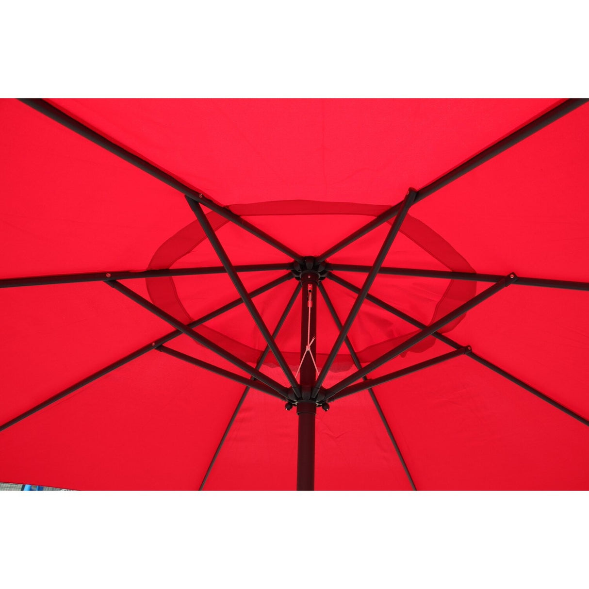 Umbrela rotunda de soare Vivimall pentru terasa, diametru 2.70 m, manivela, rosu - vivimall.ro