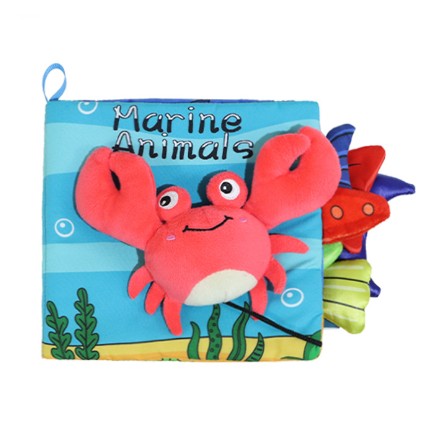Carte Senzoriala, Vivimall, pentru Bebelusi, 15x16x4 cm, cu Animalute, 3D, Cu Sunete si Fosnete, 0-3 Ani, Model Crab, Multicolor - vivimall.ro