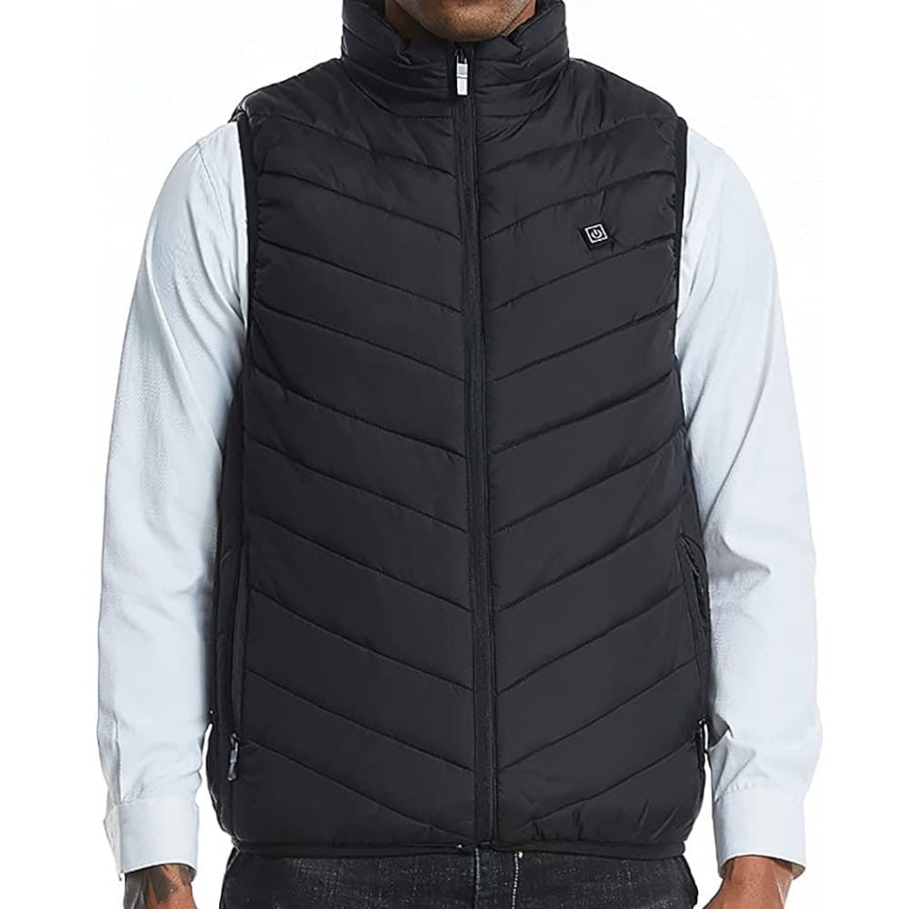 Vesta Inteligenta Incalzita, Vivimall, Unisex, 2 Zone de Incalzire, Umplutura Bumbac, 3 Trepte de Temperatura, Incarcare USB, Negru, sub 45 kg, Marime S - vivimall.ro