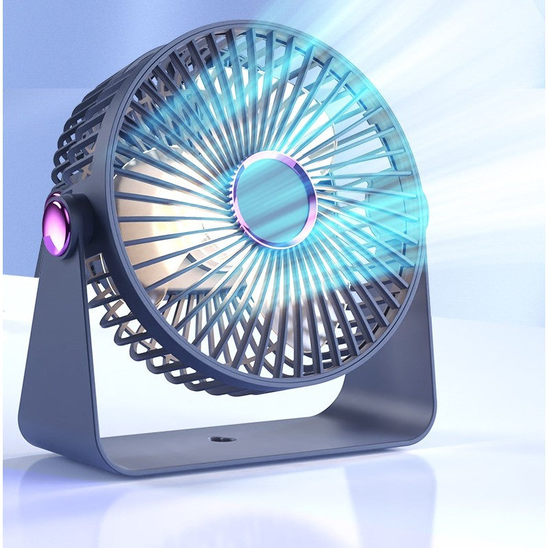 Ventilator 2in1, Vivimall, de Masa/de Perete, Incarcare USB, 3.7 V, 4.5 W, 1200 mAh, 17.5 x 17 x 7.6 cm, Albastru Fumuriu - vivimall.ro