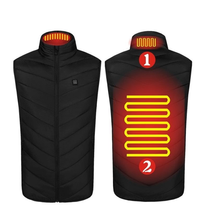 Vesta Inteligenta Incalzita, Vivimall, Unisex, 2 Zone de Incalzire, Umplutura Bumbac, 3 Trepte de Temperatura, Incarcare USB, Negru, 65 - 75 kg, Marime XXL - vivimall.ro