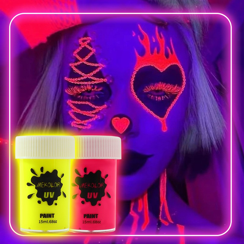 Vopsea pentru Fata si Corp, Vivimall, cu Pigment Fosforescent UV, 15 ml, Verde - vivimall.ro