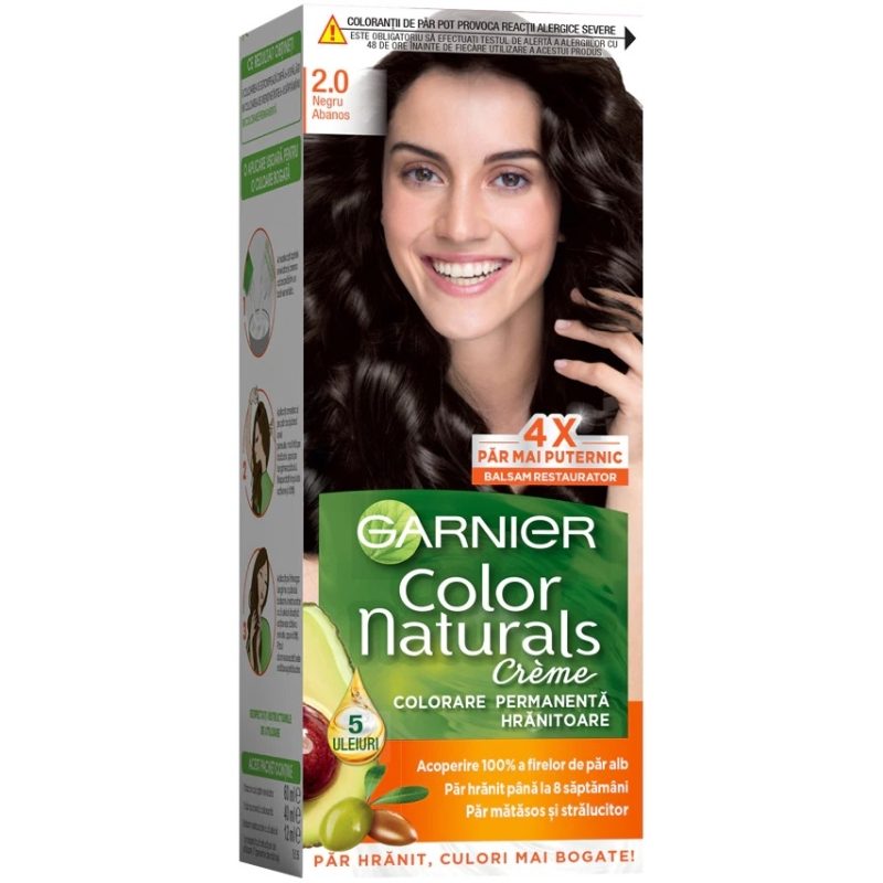 Vopsea pentru Par, Garnier Color Naturals, 2/0 Negru Abanos