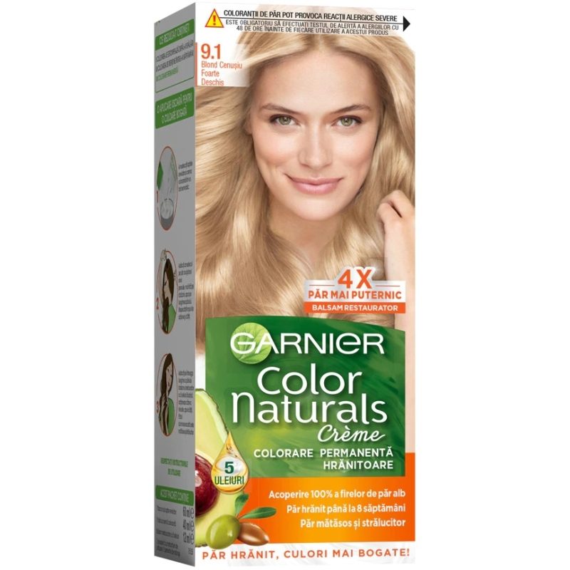 Vopsea pentru Par, Garnier Color Naturals, 9/1 Blond Cenusiu Foarte Deschis