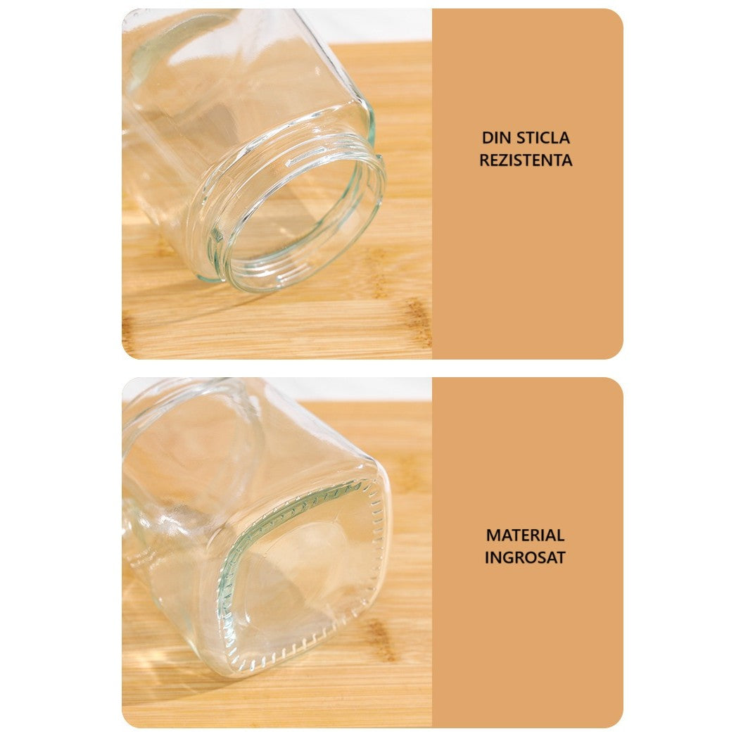 Recipient Condimente, Vivimall, din Stilca, 180 ml, cu Maner si Lingurita, 11.3 x 8.2 cm, Capac Ondulat, Galben - vivimall.ro