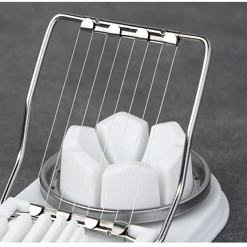 Feliator multifunctional Vivimall pentru oua, mozzarela, fructe, 2 forme de feliere, agatatoare, 20 cm, Alb - vivimall.ro