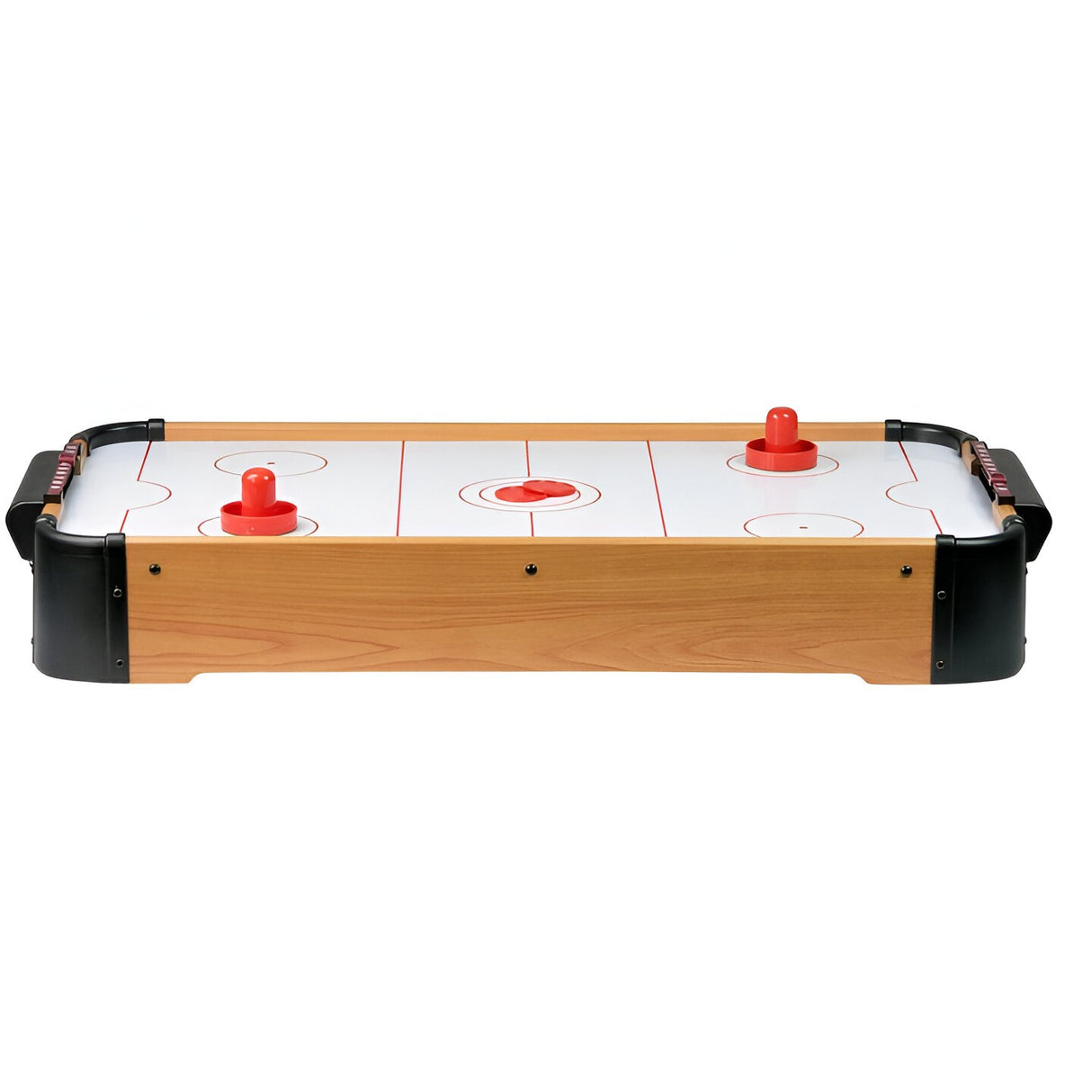 Masa Air Hockey Graffiti fara Picioare, Vivimall, Lemn, 2 Pucuri, Tabela Scor, 2 Impingatoare, 76x38x9 cm, Maro - vivimall.ro