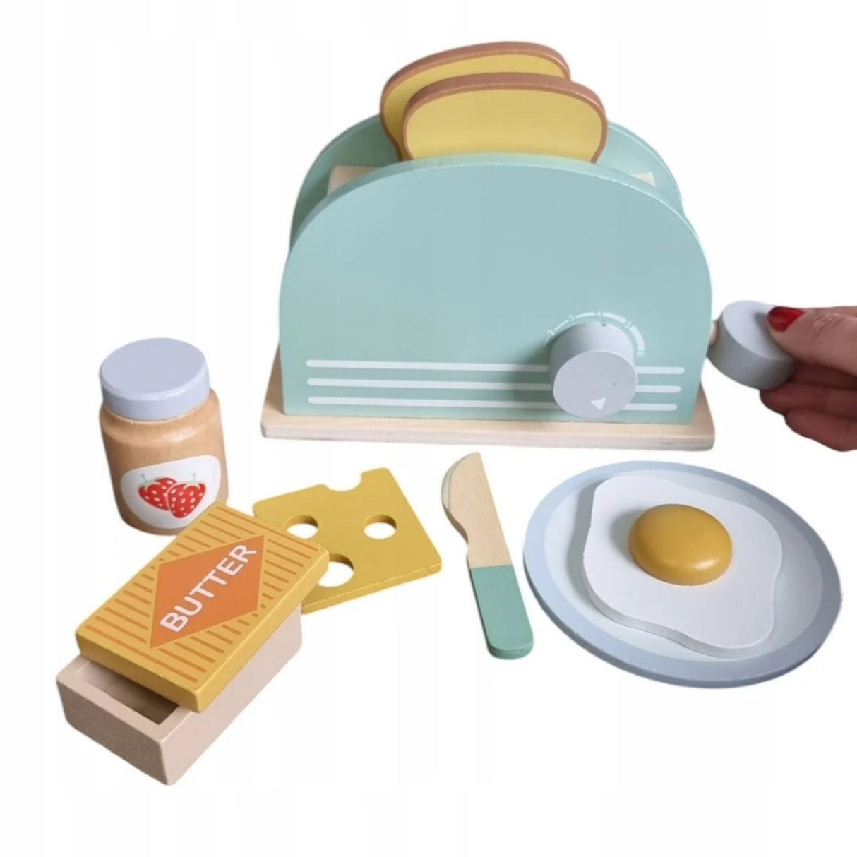 Jucarie Educativa Montessori din Lemn, Flippy, Set de Joaca Interactiv de Bucatarie pentru Copii, Model Toaster cu Accesorii pentru Micul Dejun, Dezvolta Motricitatea si Imaginatia, 3ani+, Multicolor - vivimall.ro