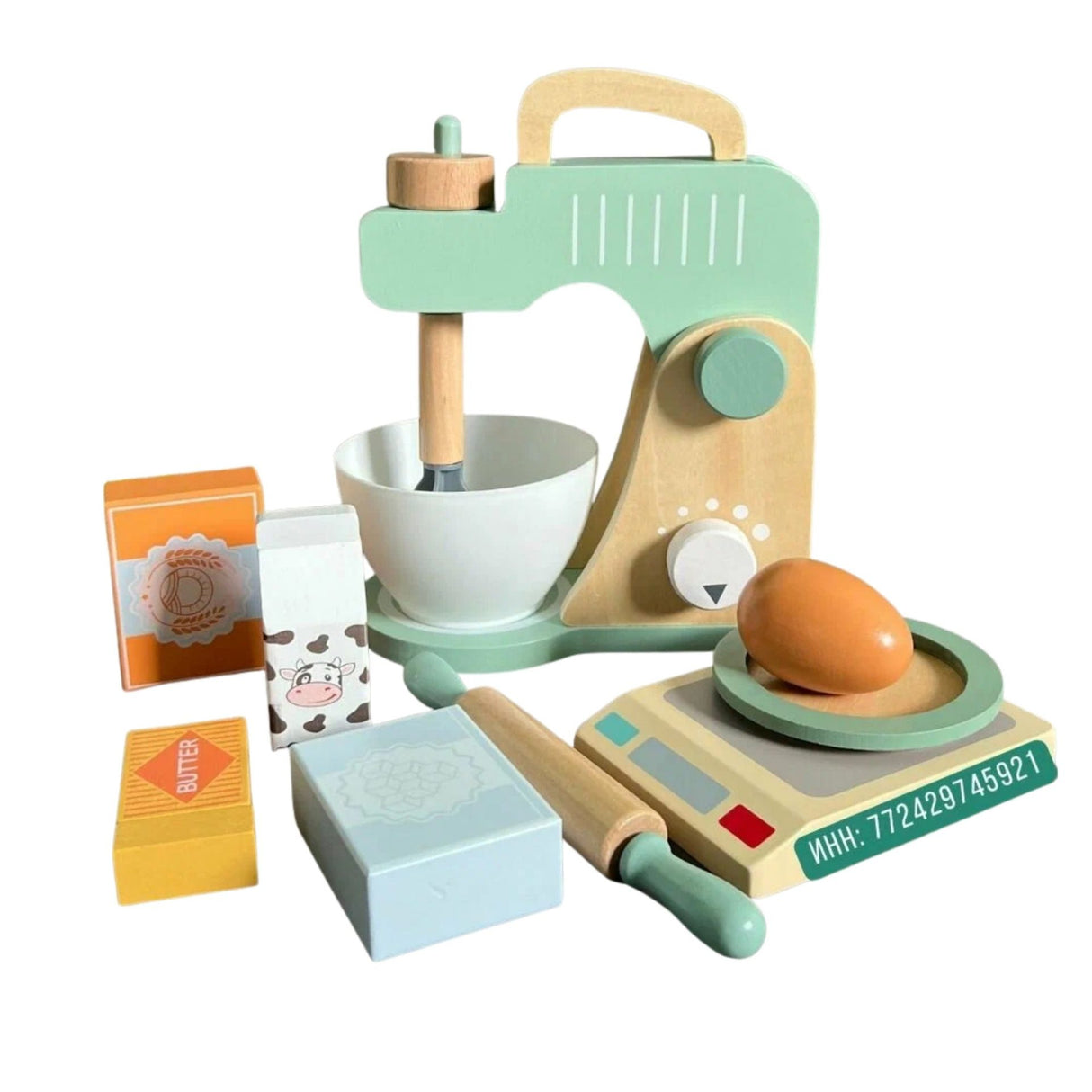 Set de Joaca Educativ, Flippy, Jucarie Montessori Interactiva pentru Gatit, Mixer de Bucatarie din Lemn, Cintar si Ingridiente, 3 ani+, Multicolor - vivimall.ro
