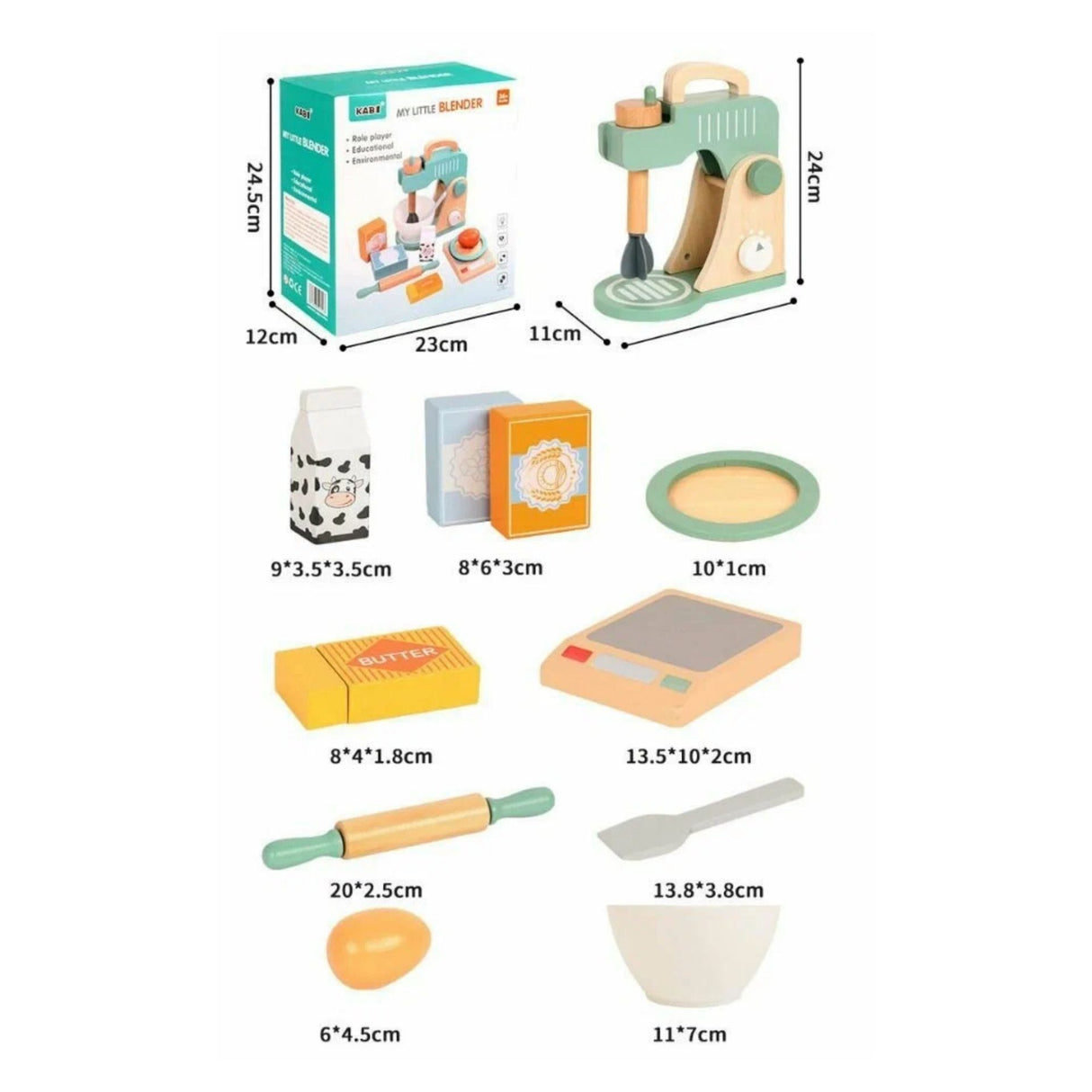 Set de Joaca Educativ, Flippy, Jucarie Montessori Interactiva pentru Gatit, Mixer de Bucatarie din Lemn, Cintar si Ingridiente, 3 ani+, Multicolor - vivimall.ro