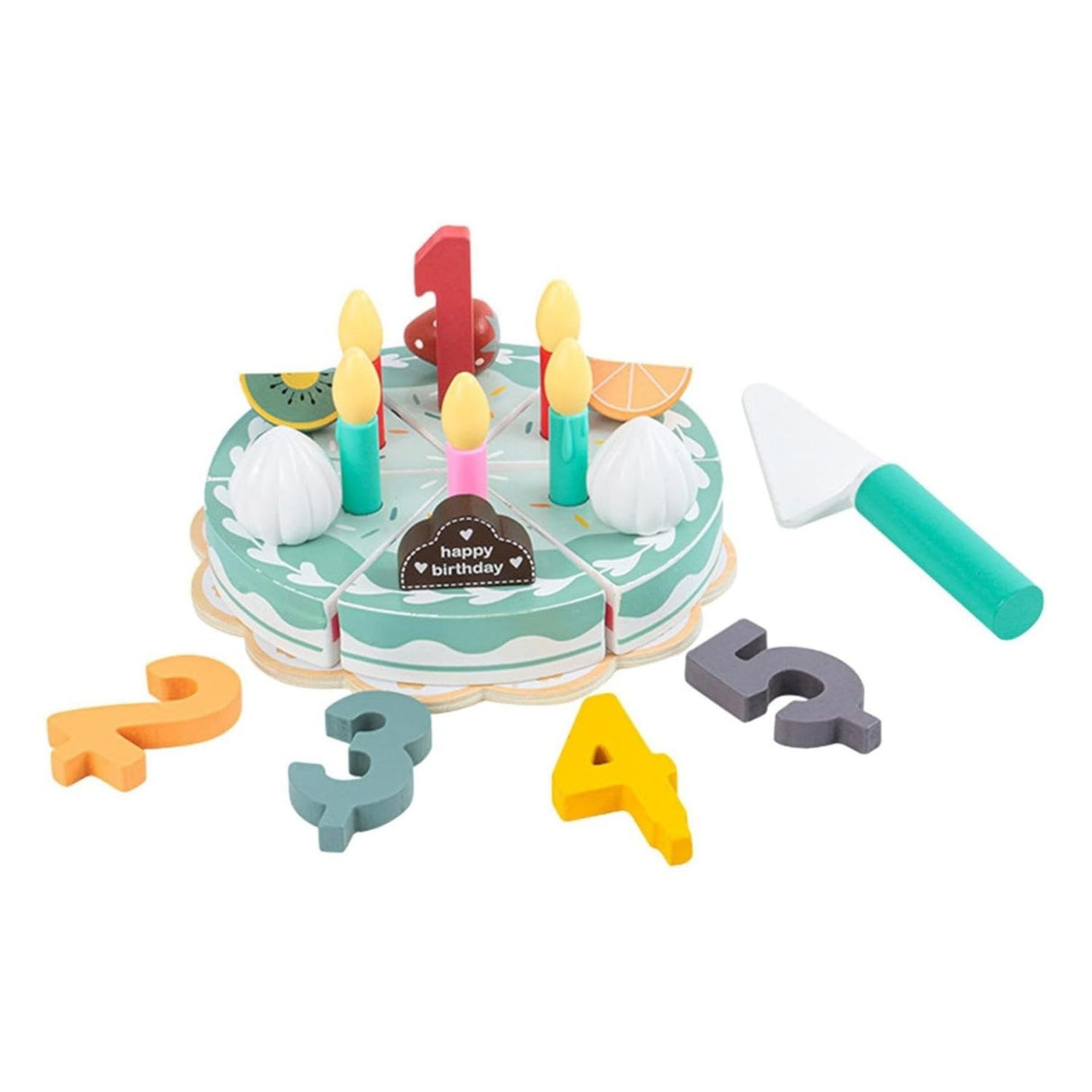 Jucarie Educativa Montessori din Lemn, Flippy, Set de Joaca Interactiv, Model Tort Aniversar Interactiv cu Velcro, Include Cifre 1-5 si Accesorii de Taiere, Dezvolta Motricitatea si Imaginatia, 3ani+, Multicolor - vivimall.ro