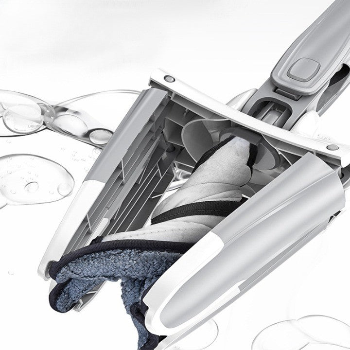 Mop Plat, Vivimall, cu Sistem de Stoarcere, 2 Lavete Incluse, Lungime Telescopica 140 cm, Argintiu - vivimall.ro