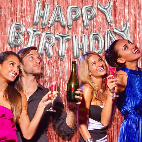 Perdea Franjurata, Vivimall, Model Decor Petrecere, pentru Fundal de Poze, Amenajare Colorata a Petrecerii, Dimensiune 100x200 cm, Rose Gold - vivimall.ro