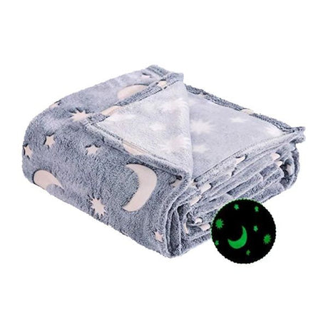 Patura Fosforescenta, Vivimall, Moale, Pufoasa, Lumineaza in Intuneric, 1.5x2 m, Model Cer Instelat, Gri - vivimall.ro