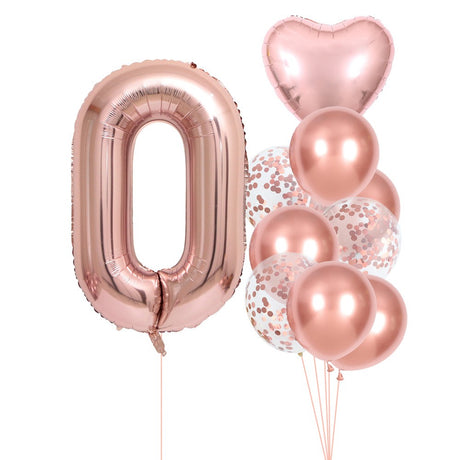 Set 10 Baloane Aniversare 0 Roz Pal | CuteParty - vivimall.ro