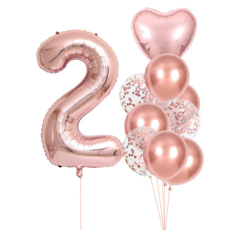 Set 10 Baloane Aniversare 2 Roz Pal | CuteParty 9 - vivimall.ro