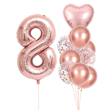 Set 10 Baloane Aniversare 8 Roz Pal | CuteParty 3 - vivimall.ro