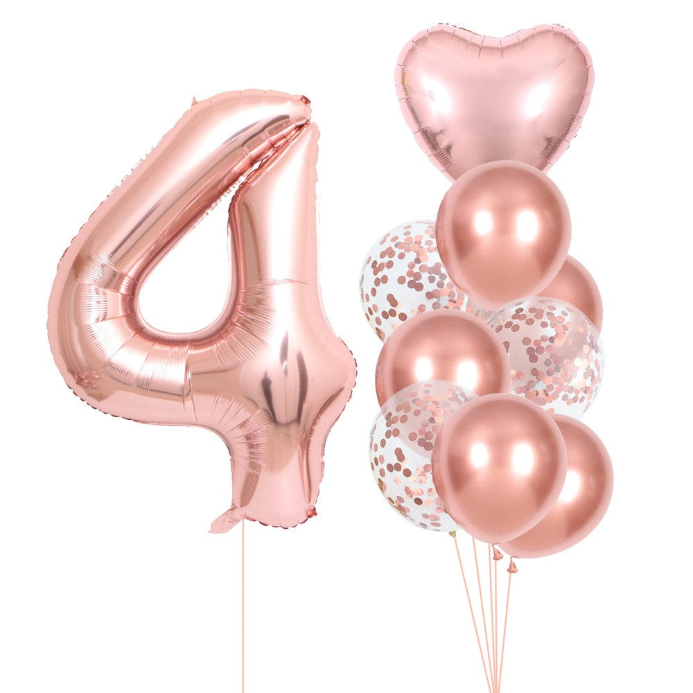 Set 10 Baloane Aniversare 4 Roz Pal | CuteParty 7 - vivimall.ro