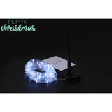 Instalatie luminoasa de Craciun tip furtun luminos, 100 LED-uri, 12 metri lungime, 8 programe, 2 metri prelungitor, sarma din cupru, incarcare solara, alb rece, Vivimall - vivimall.ro