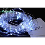 Instalatie luminoasa de Craciun tip furtun luminos, 100 LED-uri, 12 metri lungime, 8 programe, 2 metri prelungitor, sarma din cupru, incarcare solara, alb rece, Vivimall - vivimall.ro