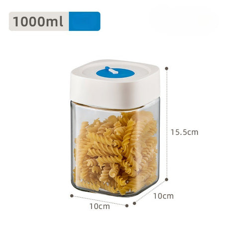 Borcan din Sticla de Inalta Calitate, Vivimall, Capac Ermetic, Uz Casnic, Depozitarea Condimentelor sau a Alimentelor Umede si Uscate, 1000 mL, 10x10x15.5 cm, Alb - vivimall.ro