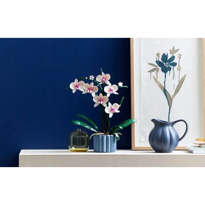 Set de Constructie Orhidee in Ghiveci, Vivimall, 31x6.5x21.5cm, Ornament Creativ, 608 Piese, Multicolor - vivimall.ro